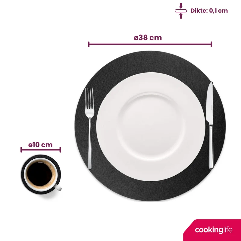 Ensemble de sets de table Cookinglife - Rond - Ø38 cm - 12 pièces