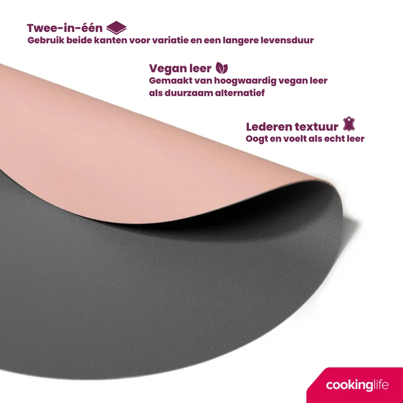 Set de sets de table Cookinglife - Double face - Aspect cuir - 38 cm - 6 pièces