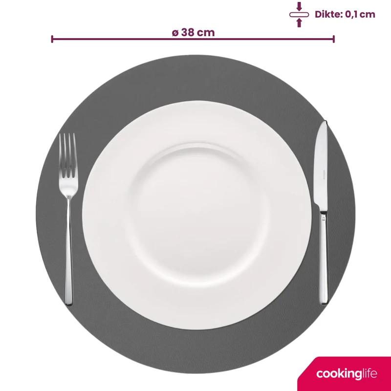 Set de sets de table Cookinglife - Double face - Aspect cuir - 38 cm - 6 pièces