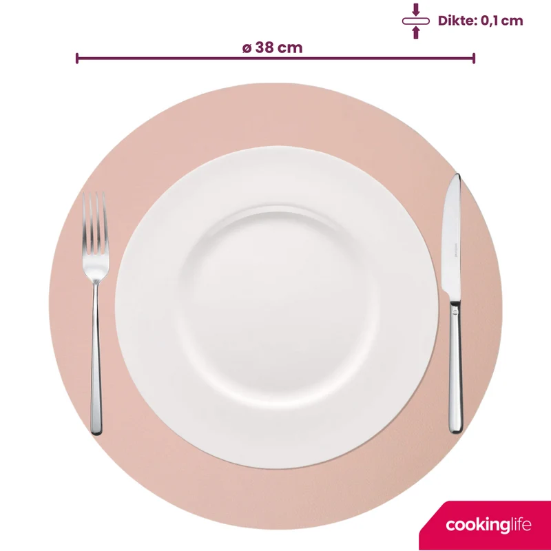 Set de sets de table Cookinglife - Double face - Aspect cuir - 38 cm - 6 pièces