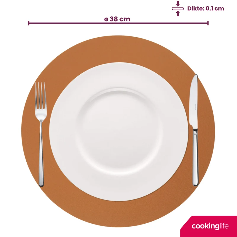 Set de sets de table Cookinglife - Double face - Ø 38 cm - 6 pièces