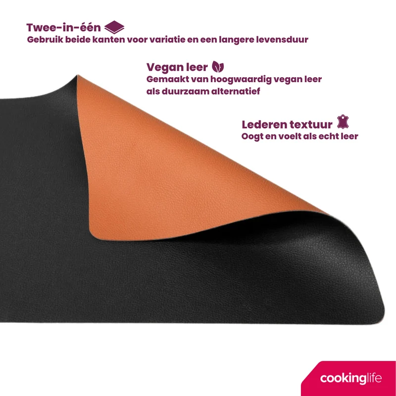Set de sous-assiettes Cookinglife - Double face - Vegan - 46x33 cm - 6 pièces
