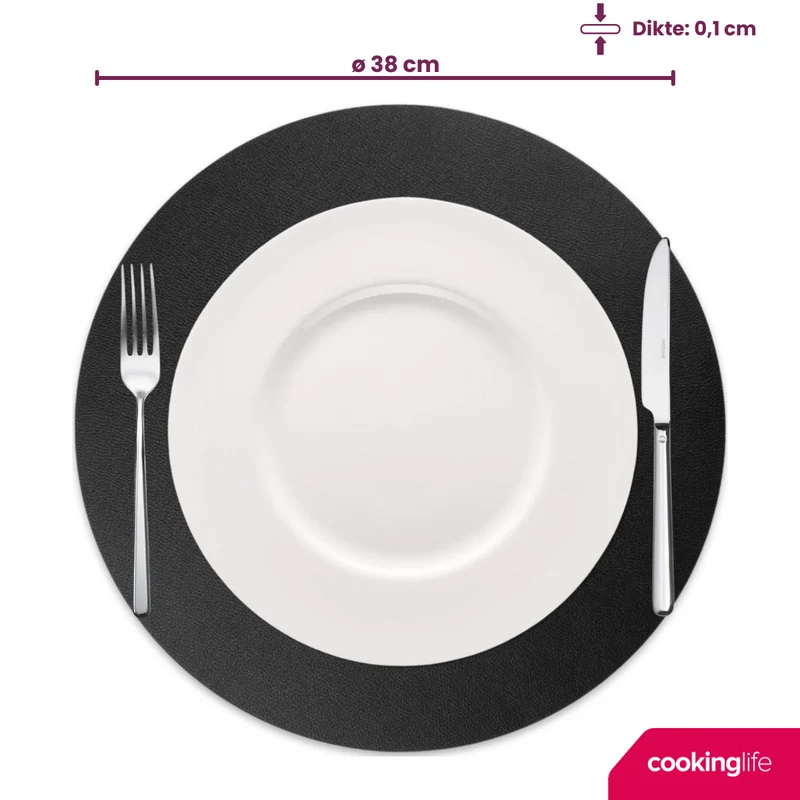 Set de sets de table Cookinglife - en cuir vegan - Placemats - Ø38 cm - 6 pièces