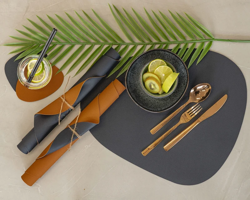 Set de dessous de verre Cookinglife - Cuir vegan - 13 x 11 cm - 6 pièces