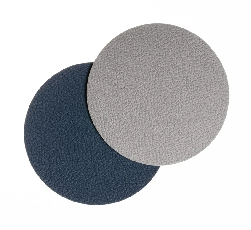 Set de sous-verres Cookinglife - en cuir vegan - Gris/bleu - ø10 cm - 6 pièces
