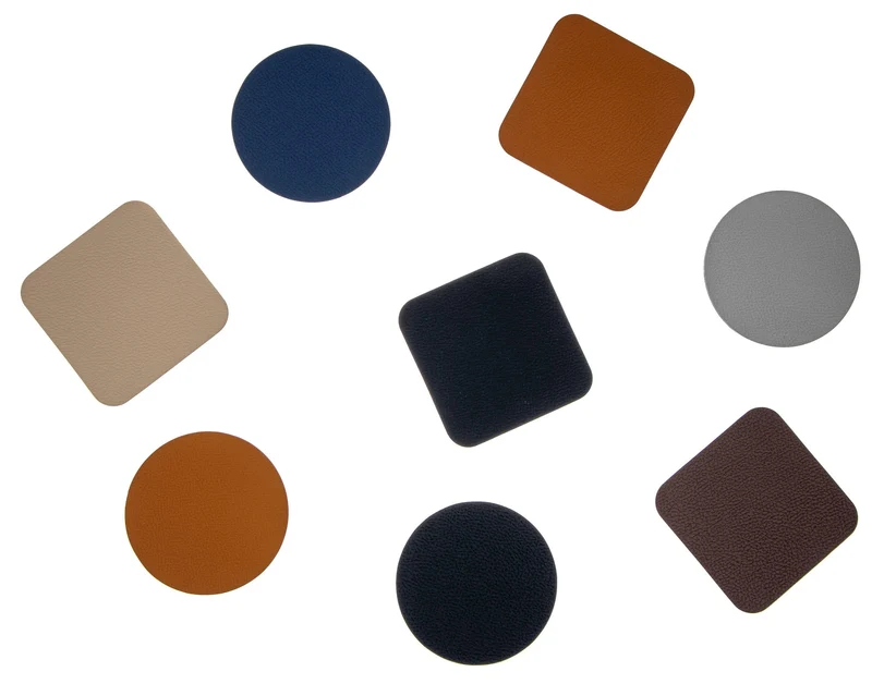 Set de sous-verres Cookinglife - en cuir vegan - Gris/bleu - ø10 cm - 6 pièces