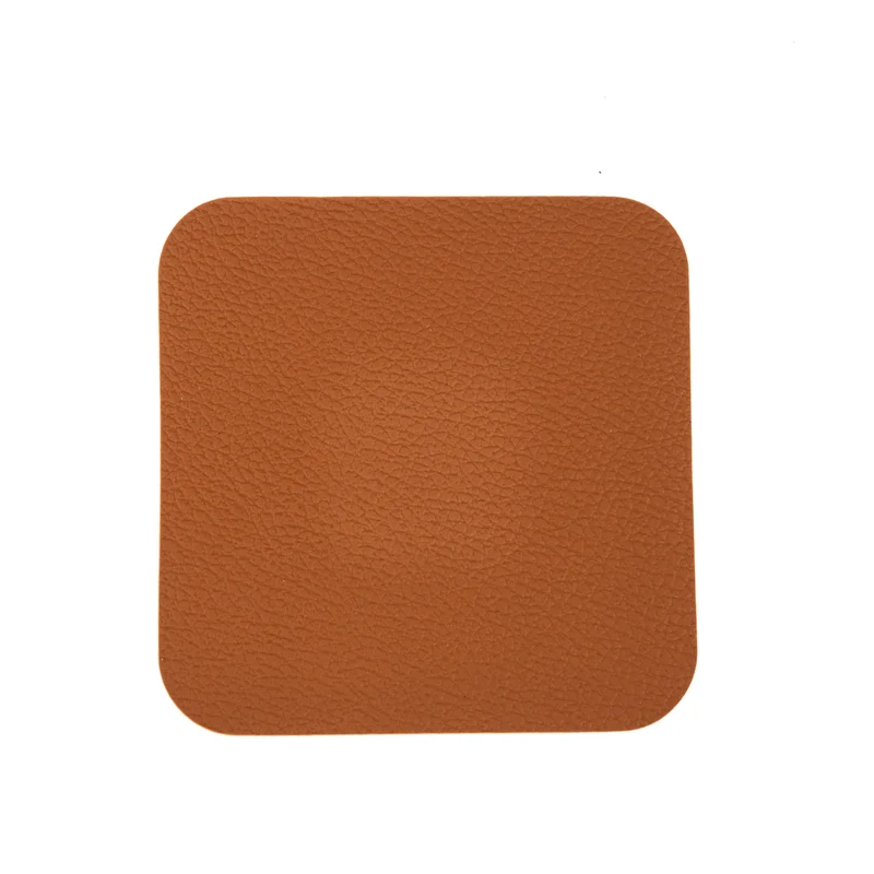 Set de sous-verres Cookinglife - en cuir vegan - Noir/Cognac - 10 cm - 6 pièces