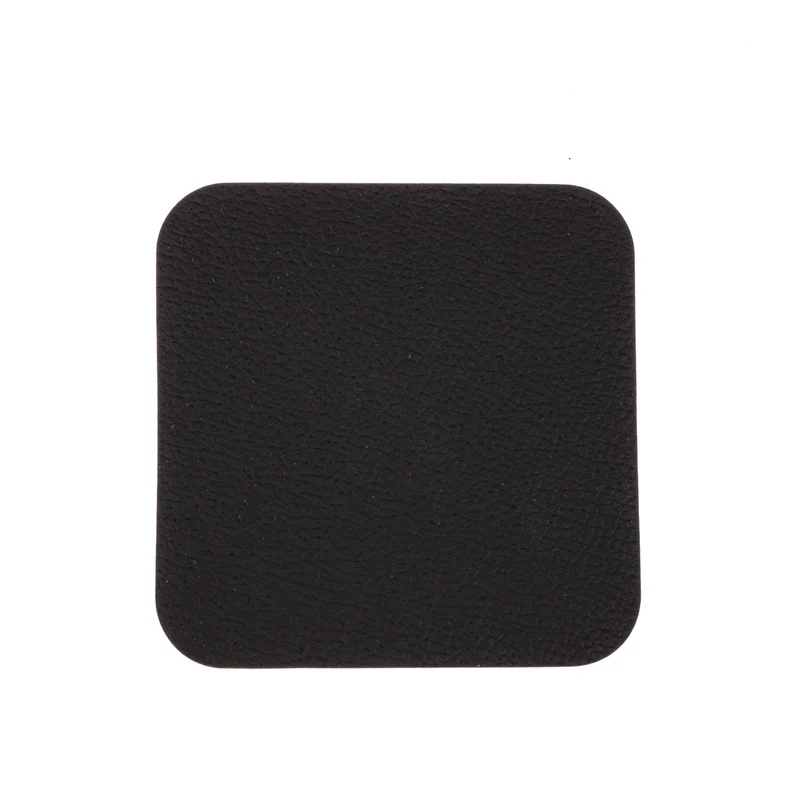 Set de sous-verres Cookinglife - en cuir vegan - Noir/Cognac - 10 cm - 6 pièces