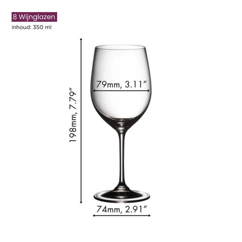 Ensemble de verres a vin Riedel - Verres a vin blanc - Vinum - 350 ml - 8 pièces