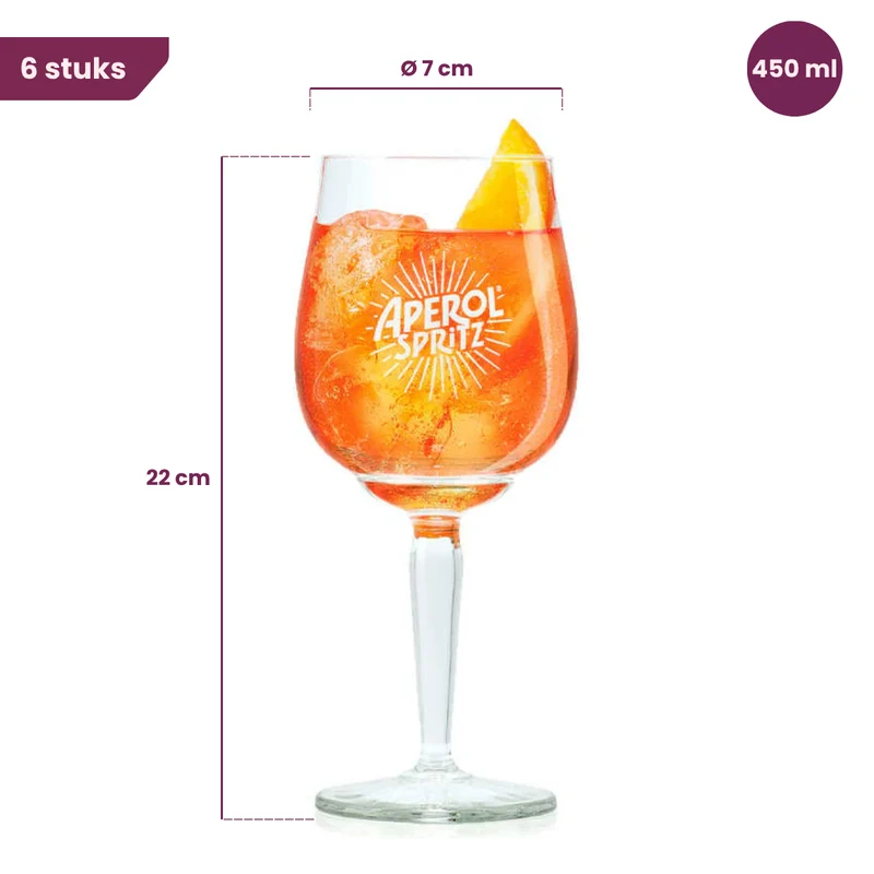 Aperol Verres Spritz 450ml - Set 6 - Design Moderne verre - Solide - Pour Spritz