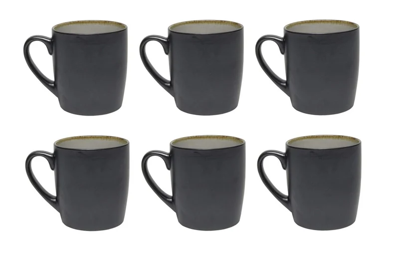 Ensemble de mugs Cookinglife - Mugs à café - Nola Gris Chaud - 350 ml - 6 pièces