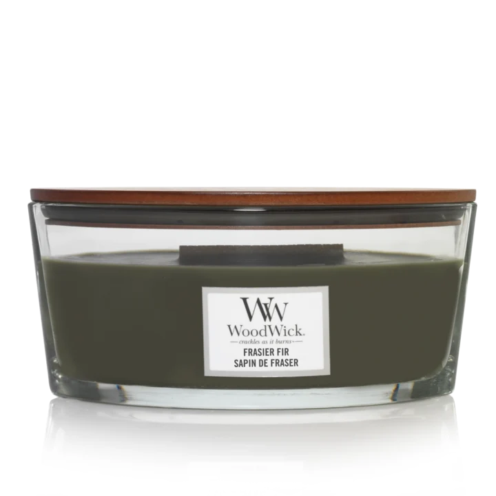 Bougie parfumée WoodWick - Mèche en bois - Frasier Fir - 19 cm