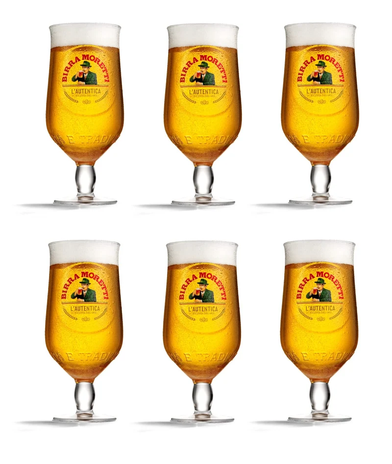 Ensemble de verres à bière Birra Moretti - Verres à bière - 250 ml - 6 pièces