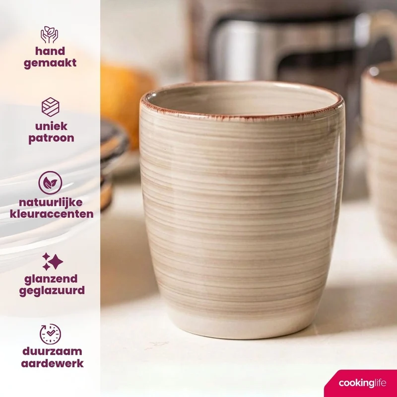 Tasses à café Cookinglife - Tasses Senseo - Delice Gris - 180 ml - 6 pièces