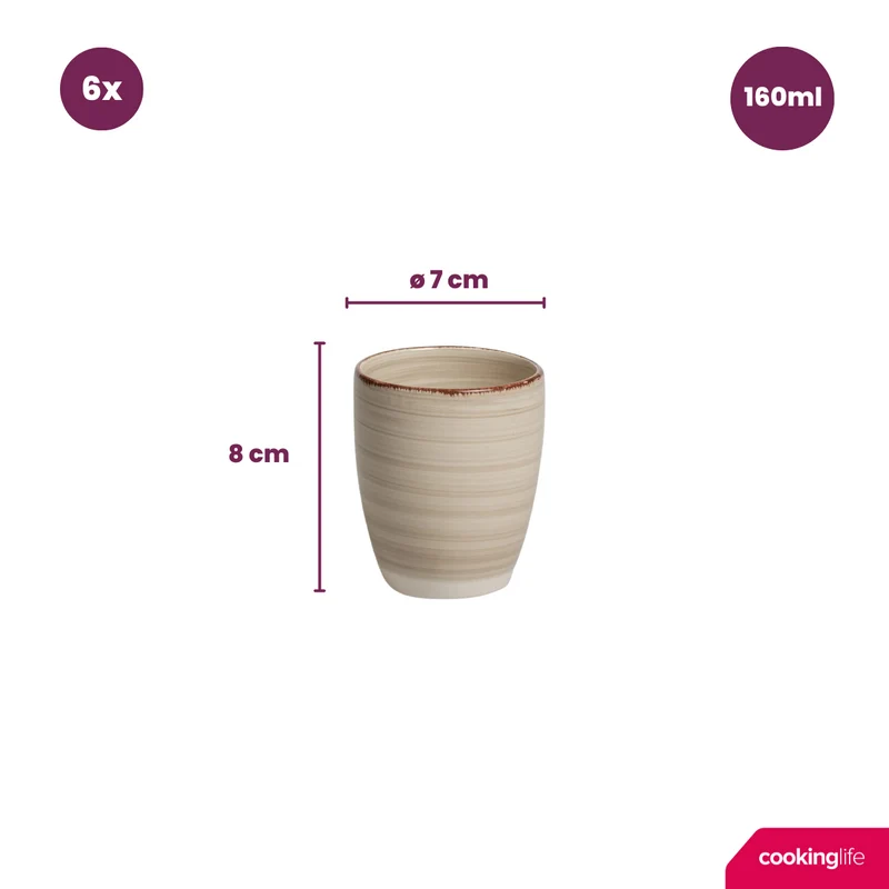 Tasses à café Cookinglife - Tasses Senseo - Delice Gris - 180 ml - 6 pièces