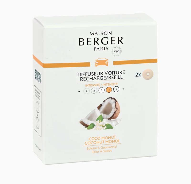 Set de recharges Maison Berger - Autoparfum - Coconut Monoi - 30 ml - 2 pièces