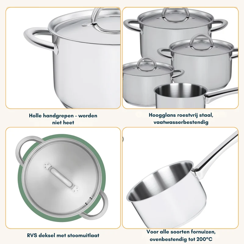 Ensemble de casseroles Sola - en inox - Blizz - ø 16/18/20 cm - 4 pièces
