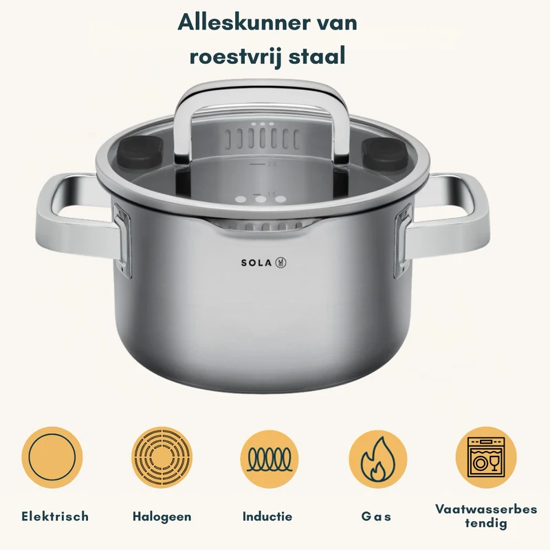 Ensemble de casseroles Sola - Induction - Juvia - Ø 16/18/20/24 cm - 5 pièces