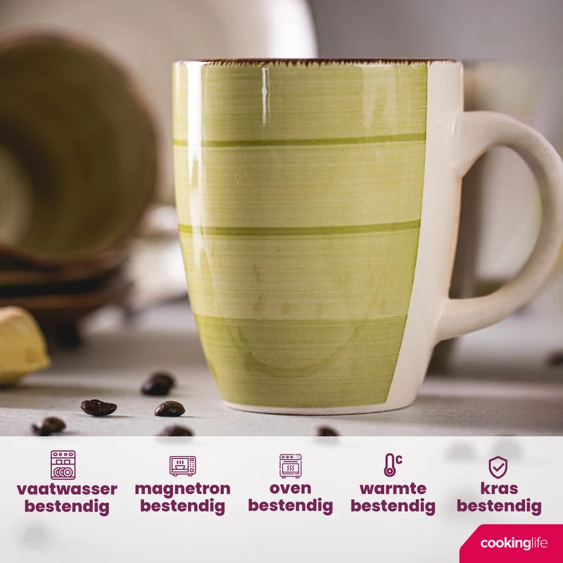 Set de mugs Cookinglife - Mugs a cafe - Delice Vert - 350 ml - 6 pièces