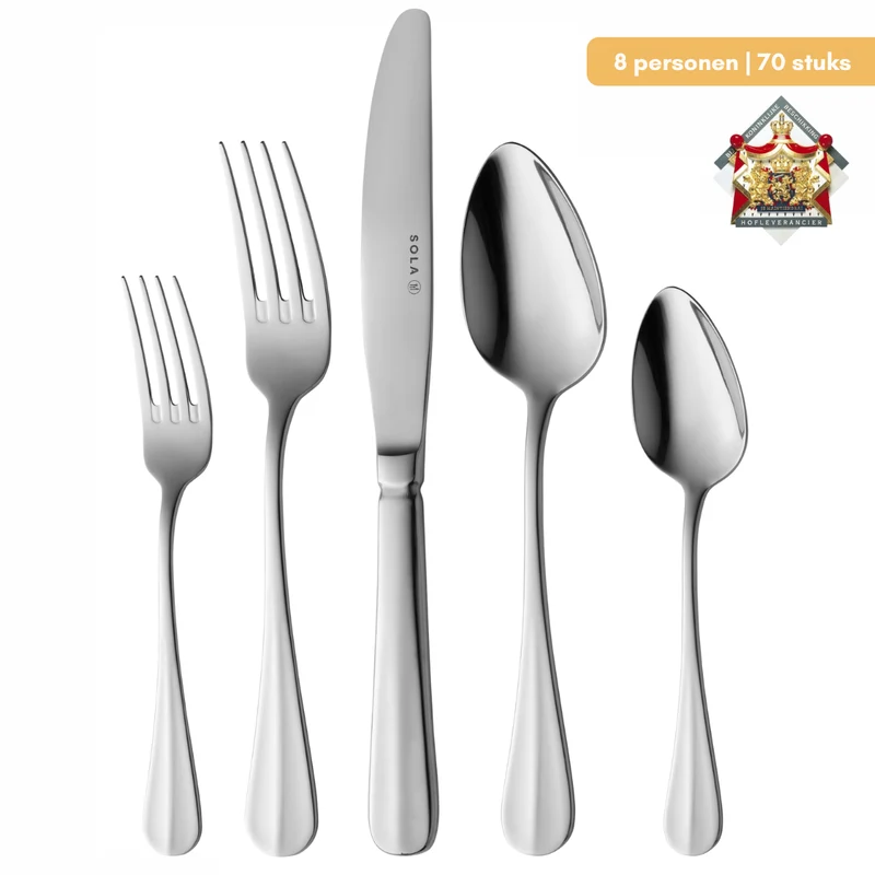 Ensemble de couverts Sola - Couverts 18/10 - Hollands Glad - 8 pers. - 70 pièces