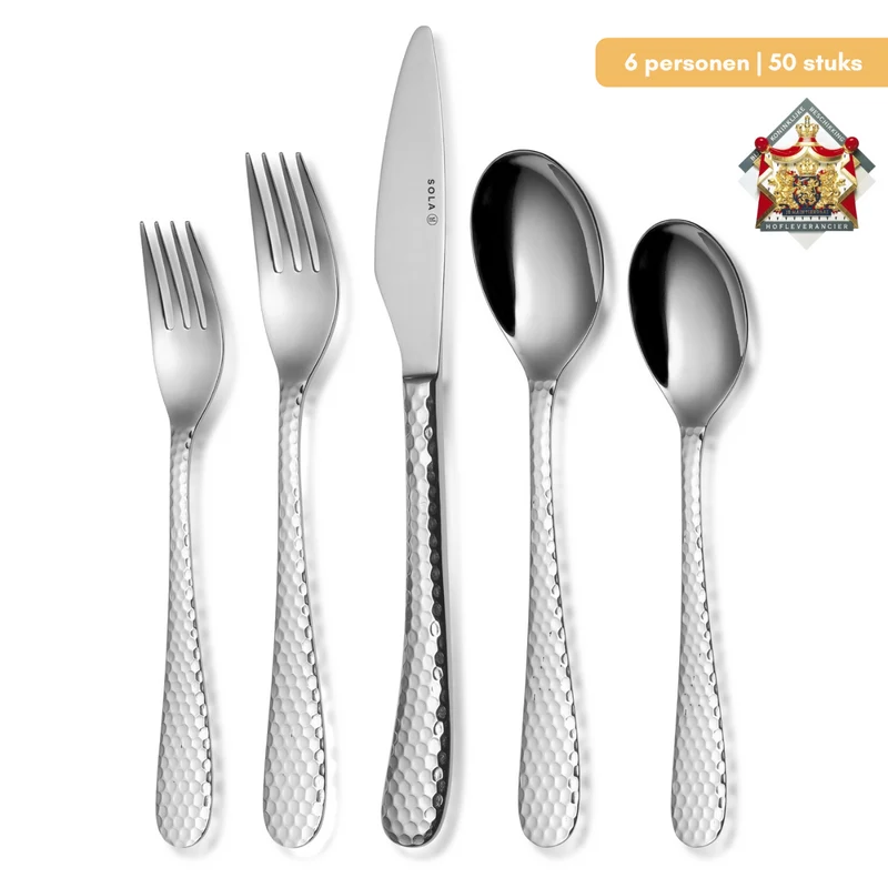 Ensemble de couverts Sola - en inox 18/10 - Lima - 6 personnes - 50 pièces