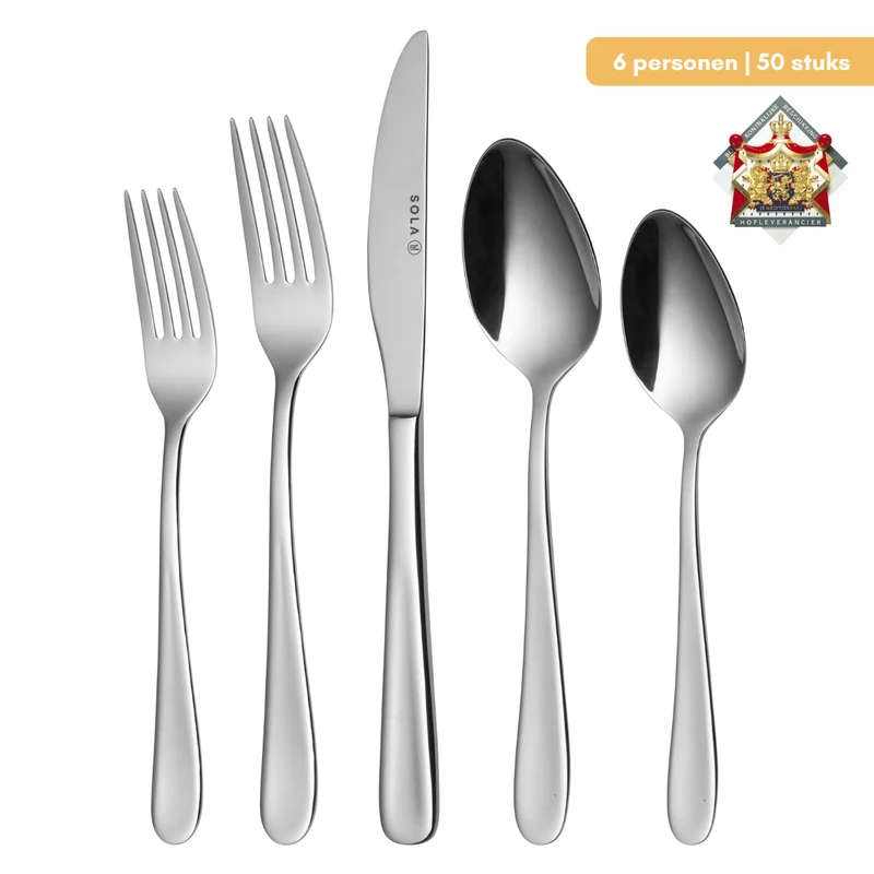 Ensemble de couverts Sola - en inox 18/10 - Florence - 6 personnes - 50 pièces