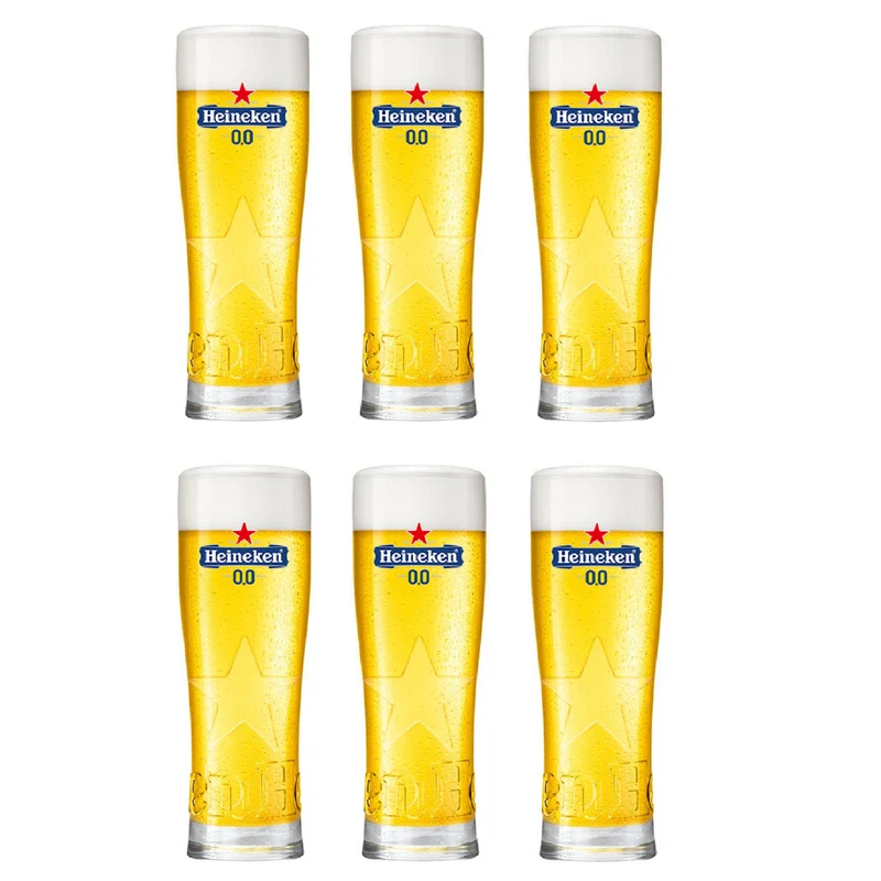 Ensemble de verres a biere Heineken - Verres a biere 0.0 - 250 ml - 6 pieces