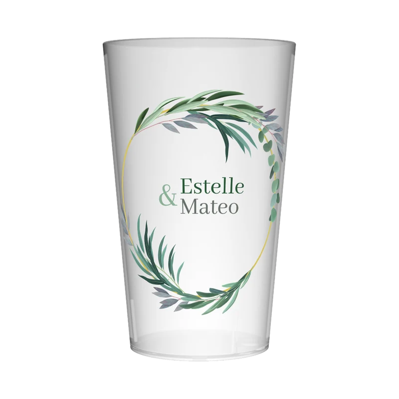 Gobelet personnalisé Mariage Feuilles & Coeur