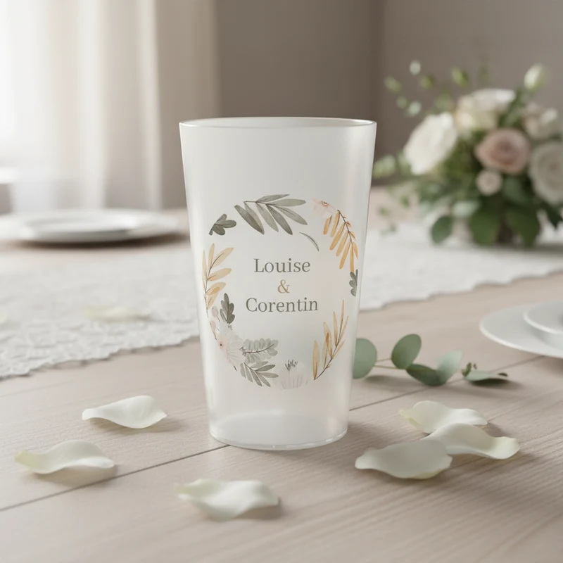 Gobelet personnalisé Mariage Cercle Feuilles