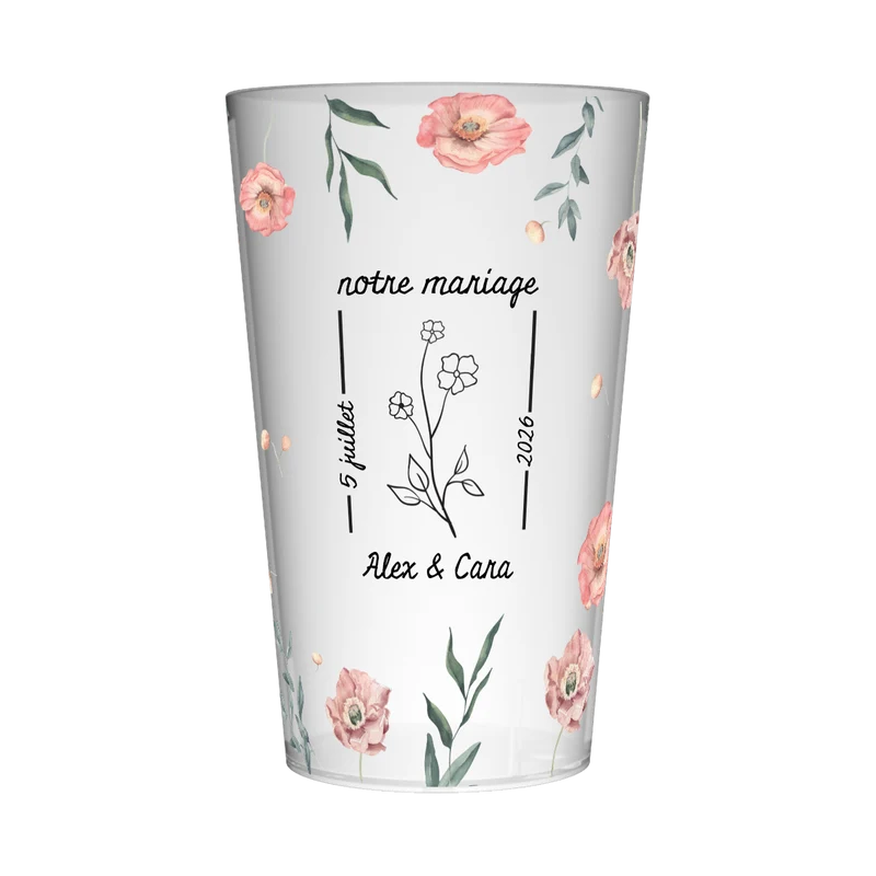 Gobelet personnalisé Mariage Fleurs Champêtre