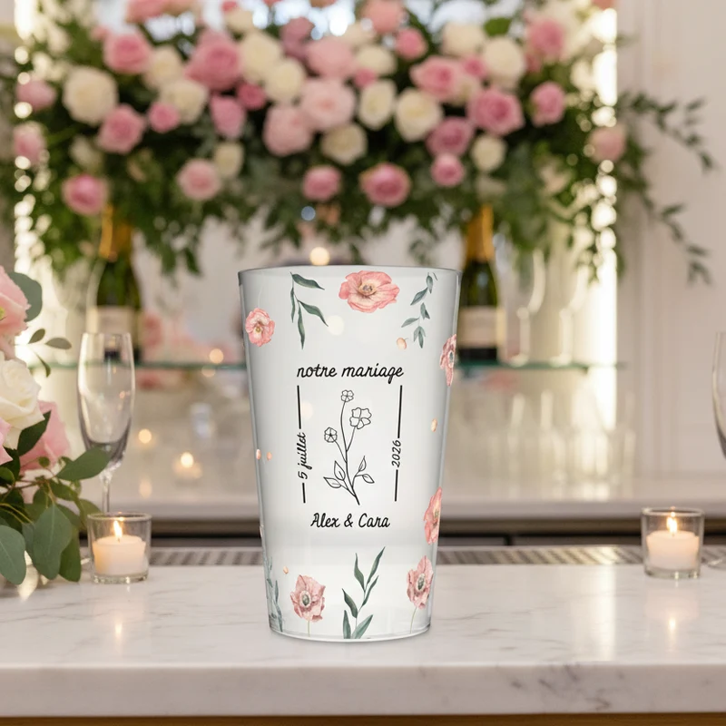 Gobelet personnalisé Mariage Fleurs Champêtre