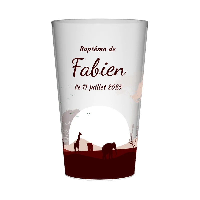 Gobelet personnalisé Baptême Savane