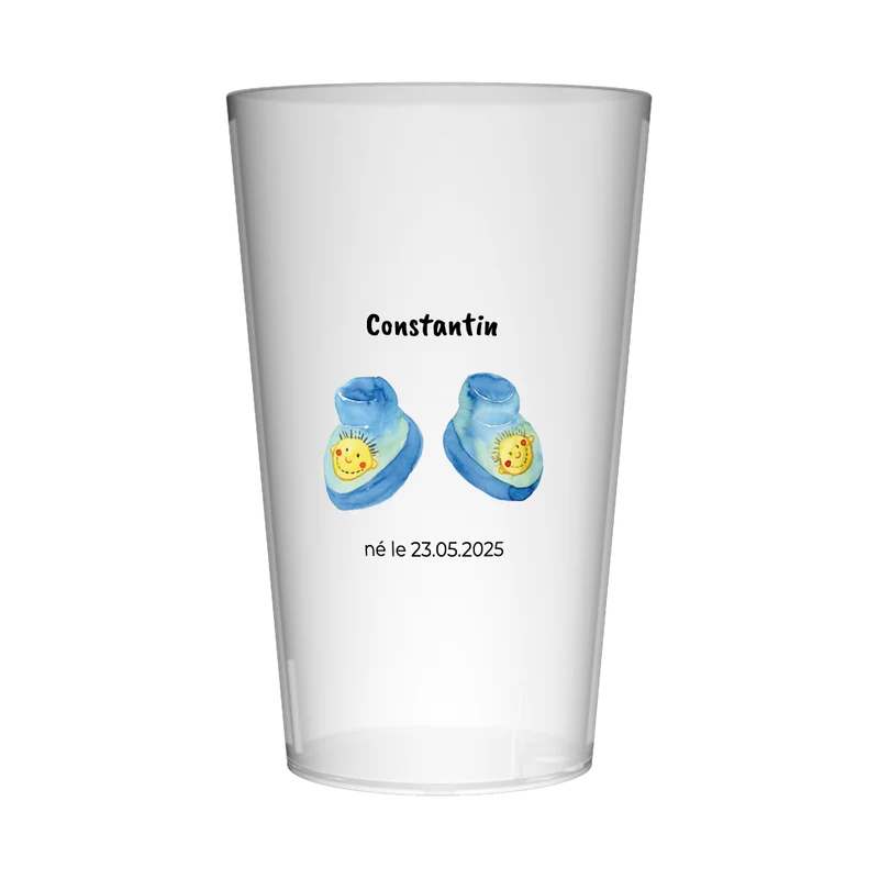 Gobelet personnalisé Naissance Chaussettes Bleues