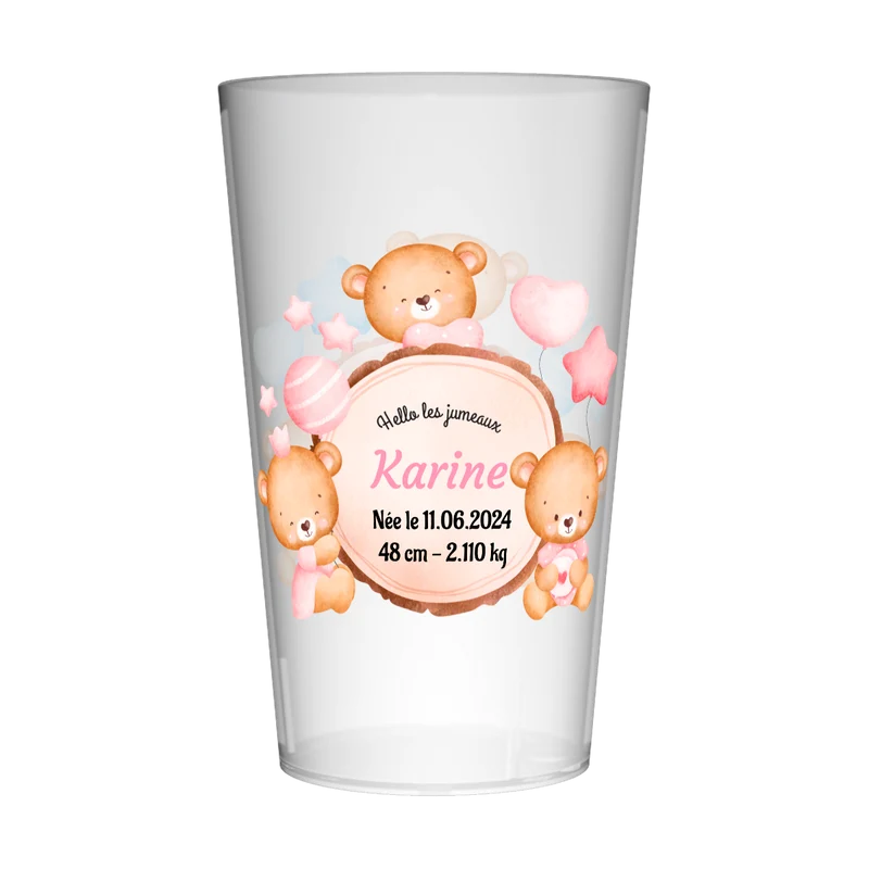 Gobelet personnalisé Naissance Ours & Jumeaux