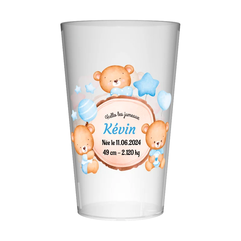 Gobelet personnalisé Naissance Ours & Jumeaux