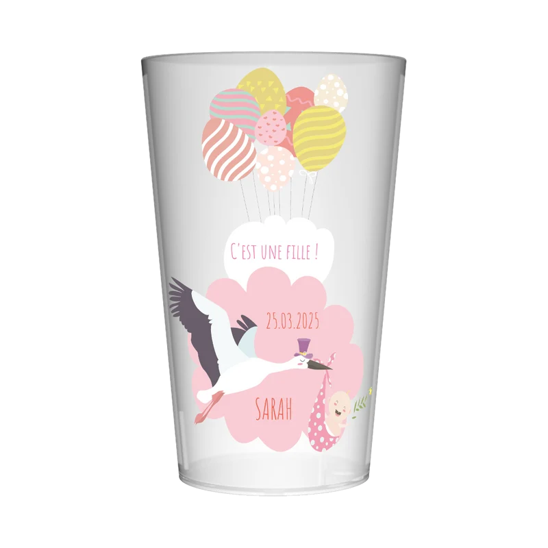 Gobelet personnalisé Naissance Ballons Fille