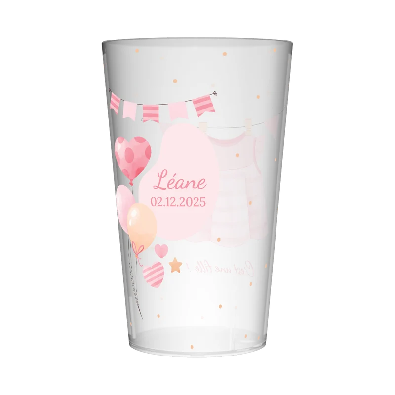 Gobelet personnalisé Naissance Ballons Roses