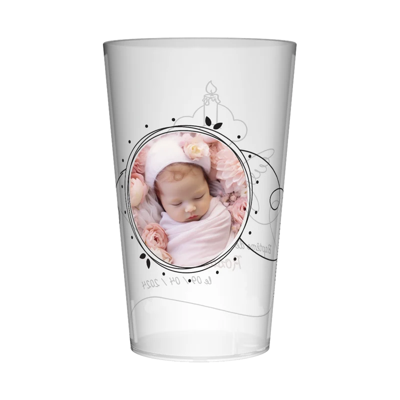 Gobelet personnalisé Baptême Colombe & Bougie