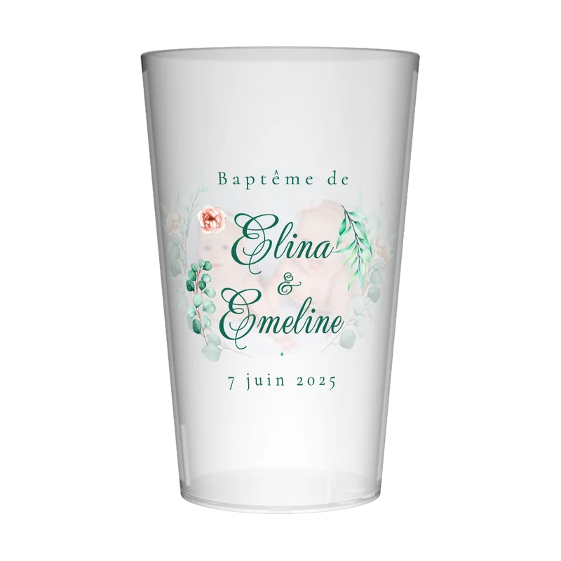 Gobelet personnalisé Baptême Photo Jumeaux