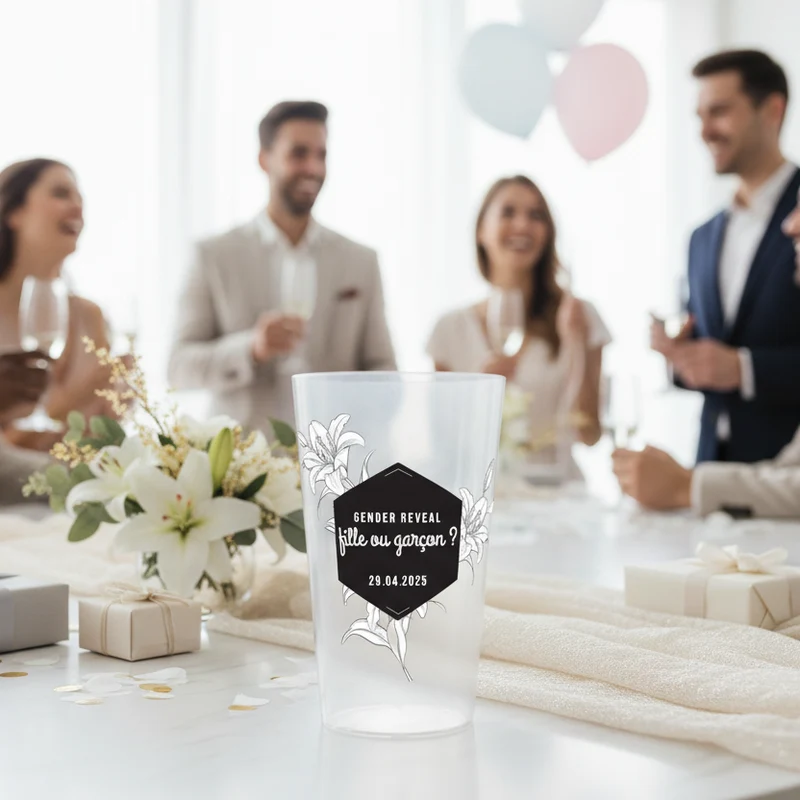 Gobelet personnalisé Gender Reveal Fleurs
