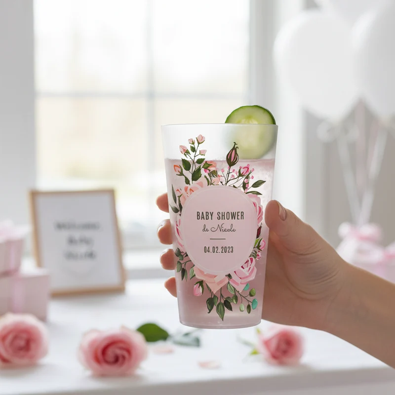 Gobelet personnalisé Baby Shower Bouquet Roses