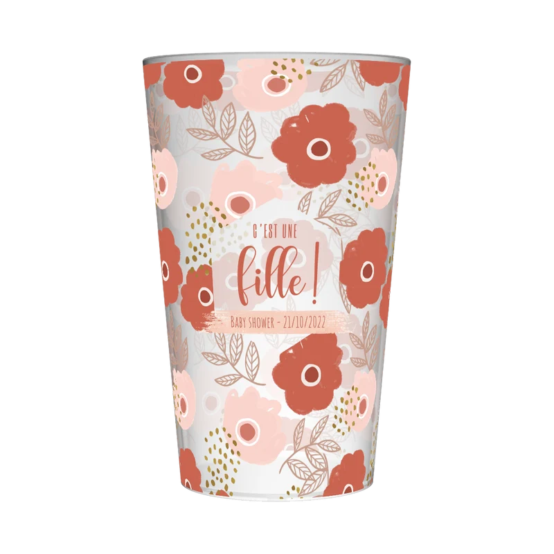 Gobelet personnalisé Baby Shower Fleurs
