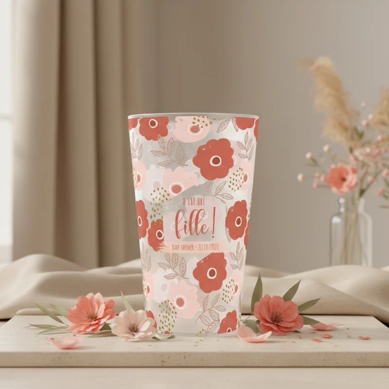 Gobelet personnalisé Baby Shower Fleurs