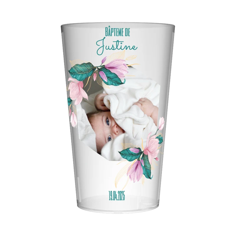 Gobelet personnalisé Baptême Rose & Bleu