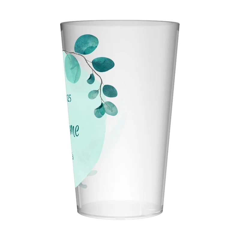 Gobelet personnalisé Baptême Bleu & Feuilles