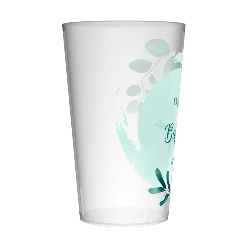 Gobelet personnalisé Baptême Bleu & Feuilles
