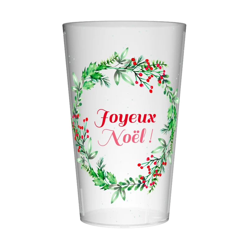 Gobelet personnalisé Noël Couronne Houx