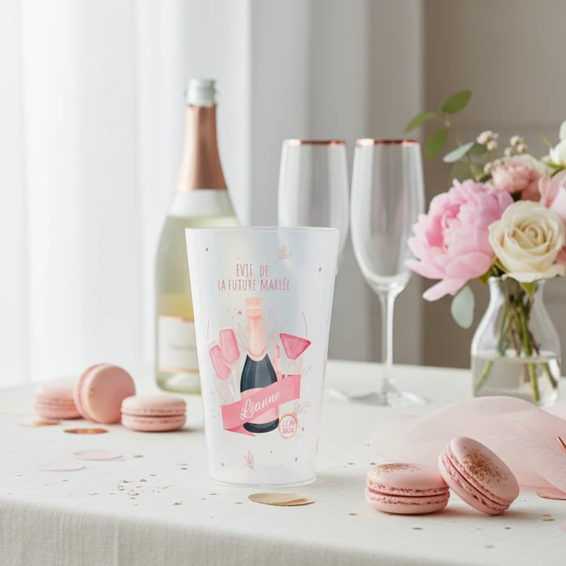 Gobelet personnalisé pour EVJF Champagne Rose