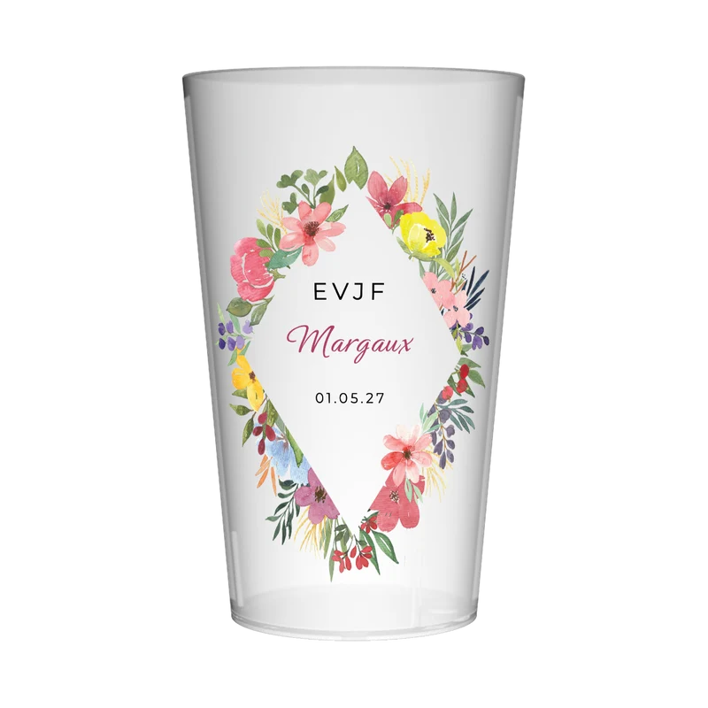 Gobelet personnalisé pour EVJF Losange de fleurs
