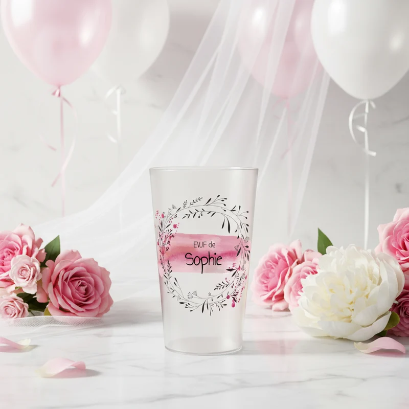 Gobelet personnalisé pour EVJF Couronne & Fleurs Noires
